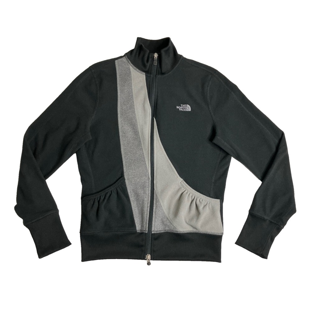 The North Face TKA 100 Fleece Jacket Womens M Black Gray Full Zip Lightweight